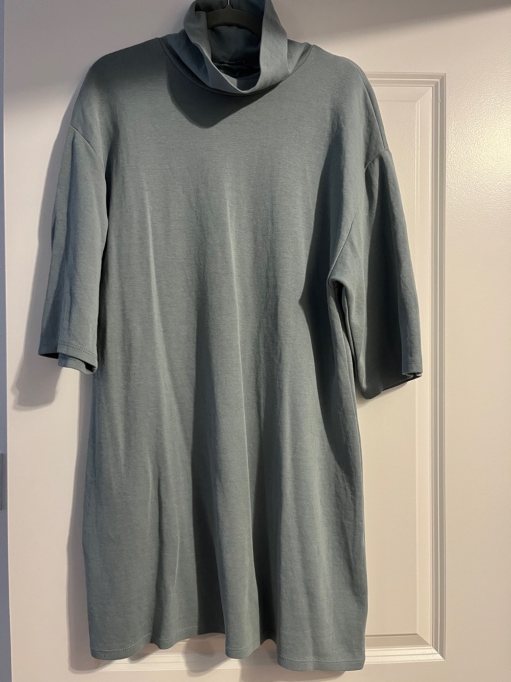 Zara Sage Green Short-Sleeve Turtleneck Tshirt Dress